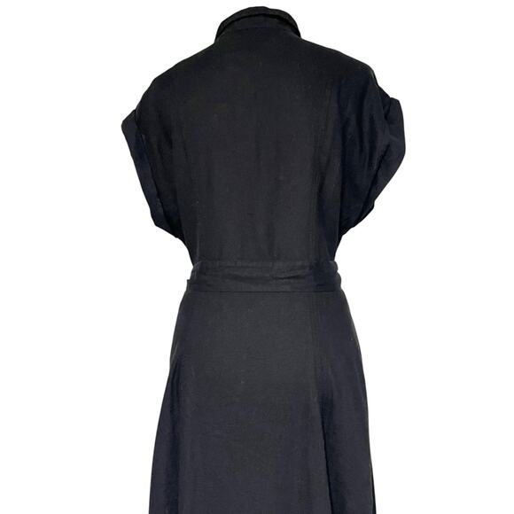 NWT‎ Gap Women’s Black Linen Blend Midi Dress Size Medium - Picture 9 of 11